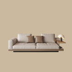 Load image into Gallery viewer, Modern Low-Profile Leather Sofa with Integrated Side Shelf
