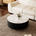 Load image into Gallery viewer, 33.15″ Round Coffee Table with Black Base Modern Minimalist Design Durable and Elegant for Living Room
