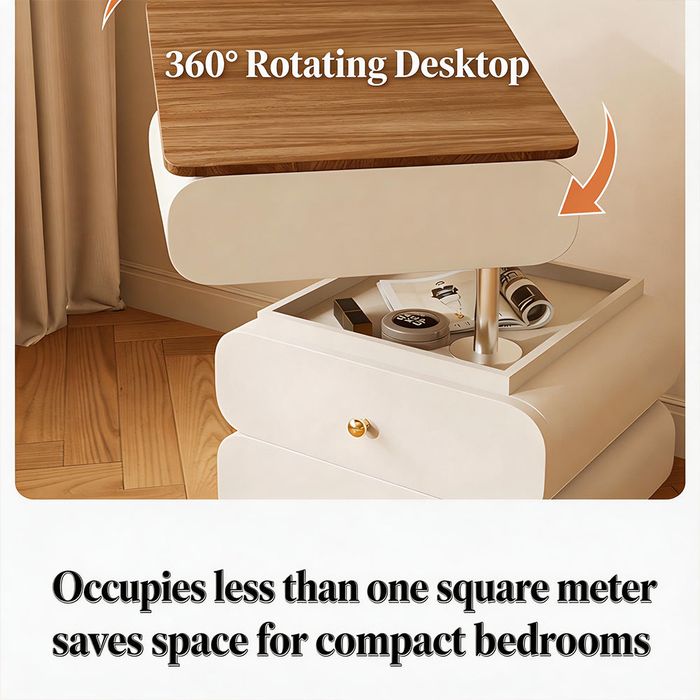 Convertible Vanity Desk with LED Mirror Transforms into Nightstand Height Adjustable Makeup Table with Storage Drawers