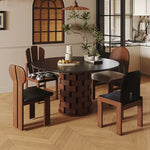 Load image into Gallery viewer, Round Dining Table Solid Wood Base and Slate Top Elegant Dining Room Furniture
