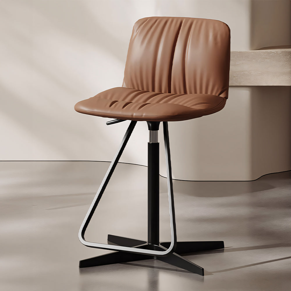 Modern Adjustable Swivel Bar Stool PU Leather Seat Height Adjustable Counter Stool with Metal Base 1 Piece