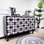 Load image into Gallery viewer, 59'' Vintage Hand-Painted Sideboard Artistic Retro Buffet Cabinet with Bold Geometric Patterns
