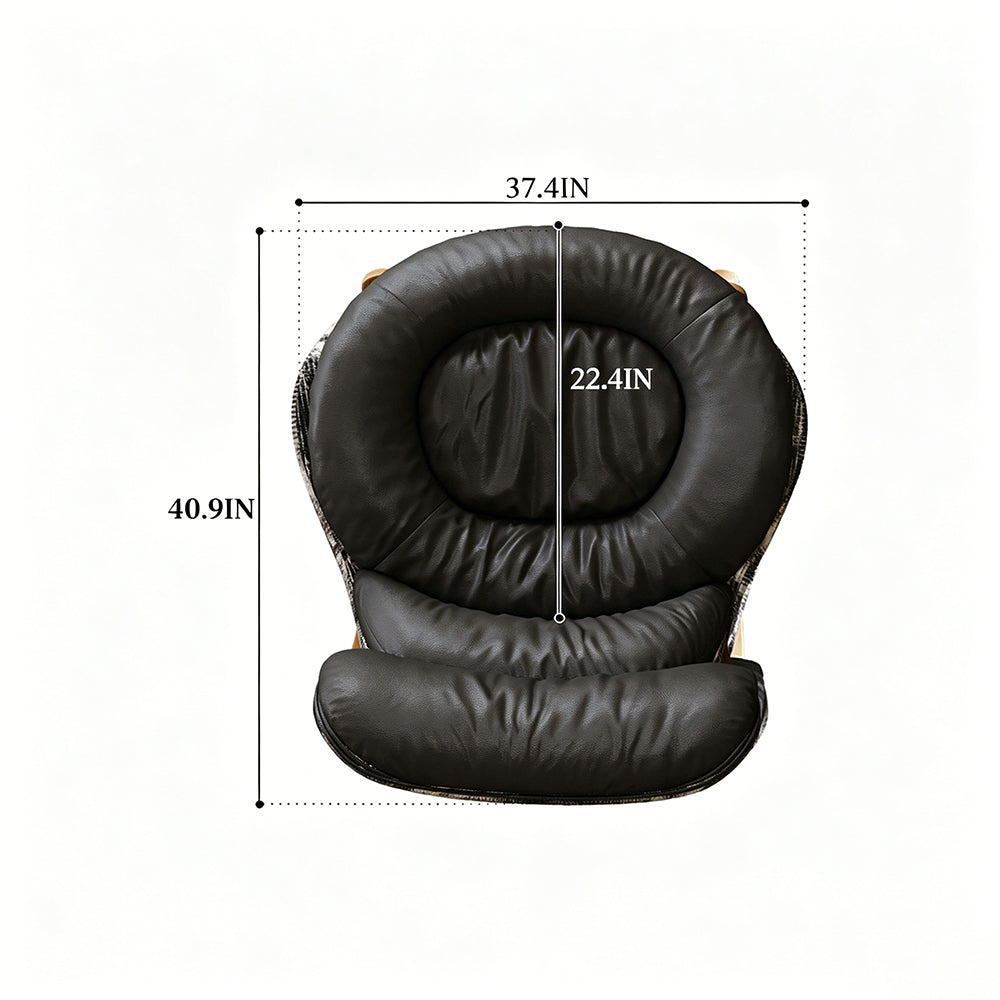Modern Rocking Lounge Chair with Leather Cushion and Walnut Rocker Base