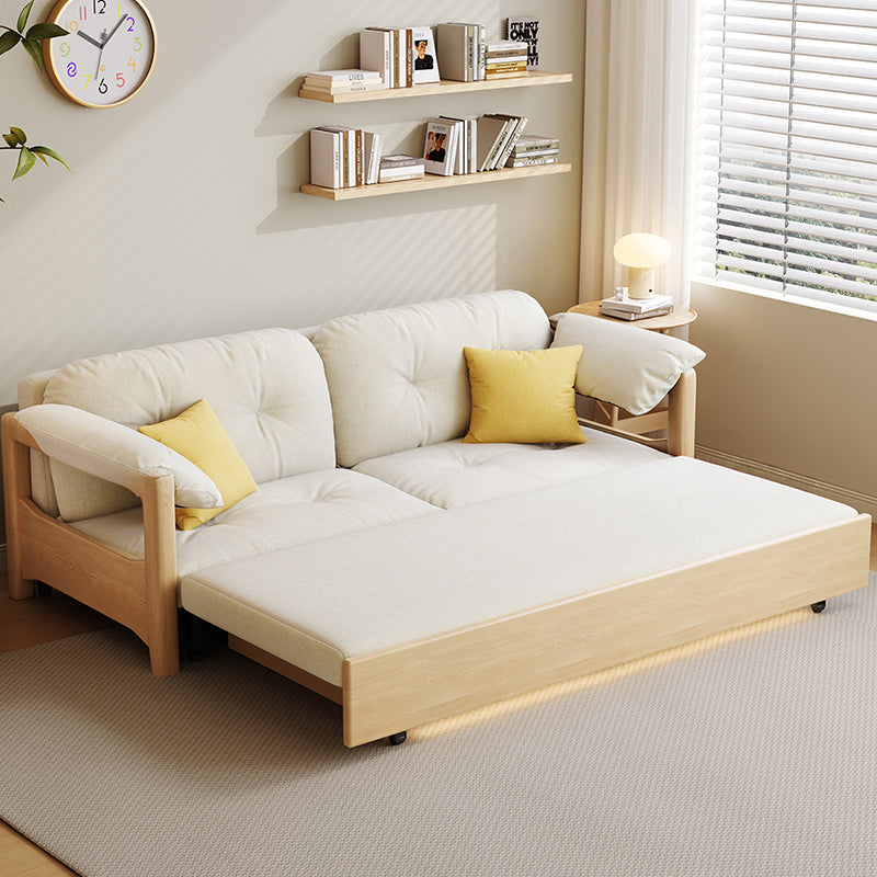 Sofa Bed with Storage Space Convertible Design Solid Wood Sponge Fabric