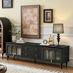 Load image into Gallery viewer, 70.87&quot; Mid-Century Ribbed TV Console Natural Red Oak Retro Wood Finish Fluted Design
