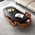 Load image into Gallery viewer, 50.7&quot; Modern Storage Coffee Table Tempered Glass Top Walnut Minimalist Design
