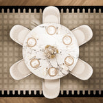 Load image into Gallery viewer, Round Marble Dining Table Modern Gold Metal Base with Lazy Susan
