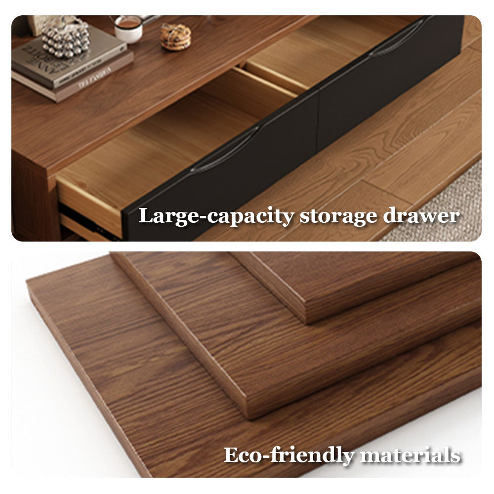 51'' Walnut Lift-Top Coffee Table with Hidden Storage Drawers and Open Shelves