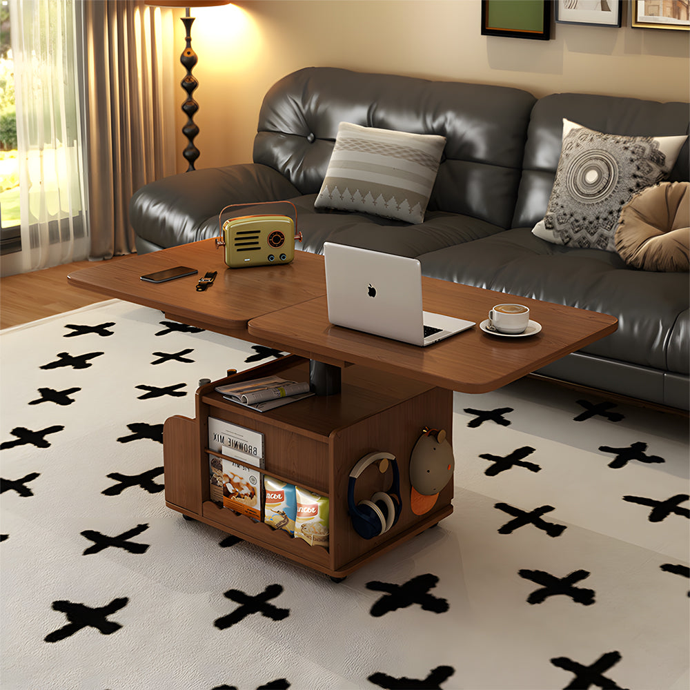 Modern Adjustable Lift-Top Coffee Table with Foldable Extendable Mobile Design