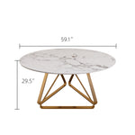 Load image into Gallery viewer, Round Marble Dining Table Modern Gold Metal Base with Lazy Susan
