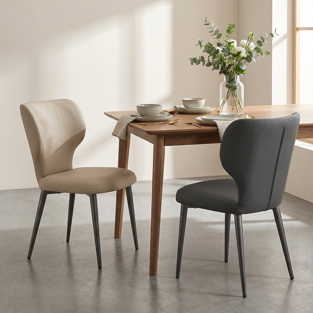 Modern Upholstered Dining Chair Minimalist Curved Back Soft Seat Accent Chair with Metal Legs