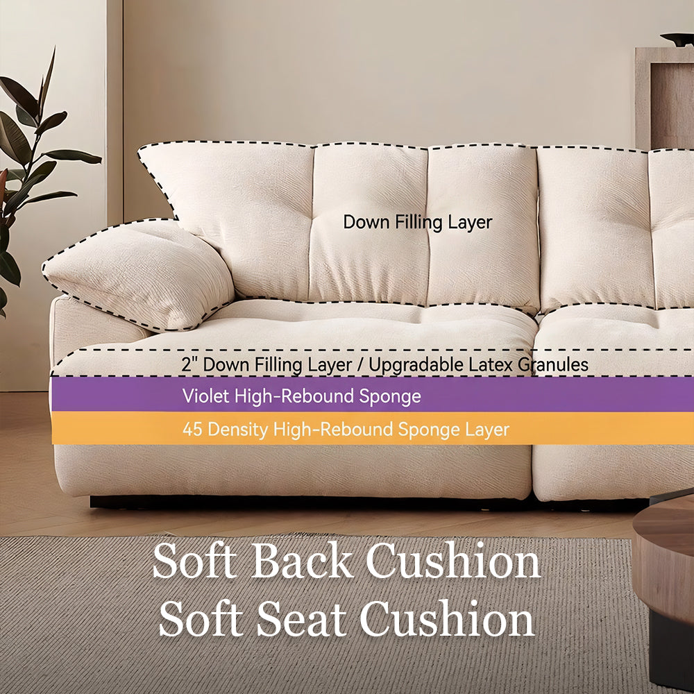 Modern Deep-Seat Tufted Chenille Sofa with Oversized Cushions