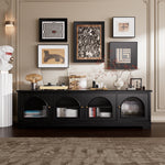 Load image into Gallery viewer, Modern Low-Profile TV Cabinet with Arched Glass Doors Freestanding Storage Console
