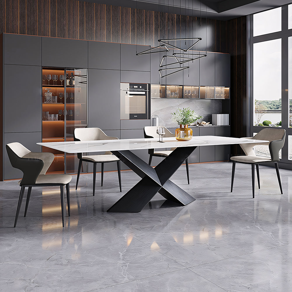 54.6"- 78" Elegant White Extendable Dining Table Versatile Foldable Design
