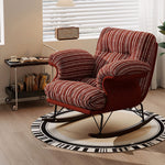 Load image into Gallery viewer, Modern Rocking Lounge Chair Striped Upholstery Accent Chair Curved Armrest Relax Chair
