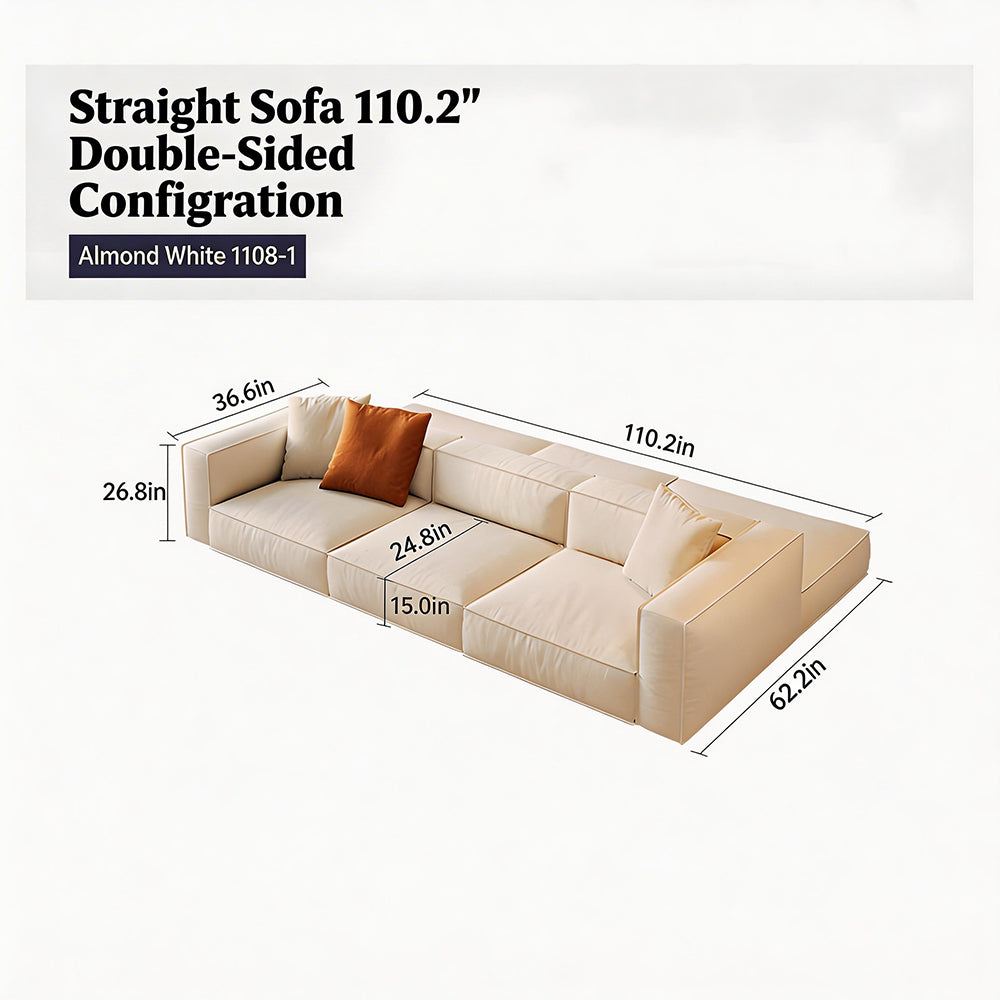 Modern Double-Sided Sectional Sofa in Skin-Friendly Cat-Scratch Fabric with Latex Support