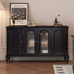 Load image into Gallery viewer, 59.1'' Modern Black Sideboard Cabinet Arched Glass Door Storage Buffet Cabinet for Dining Room
