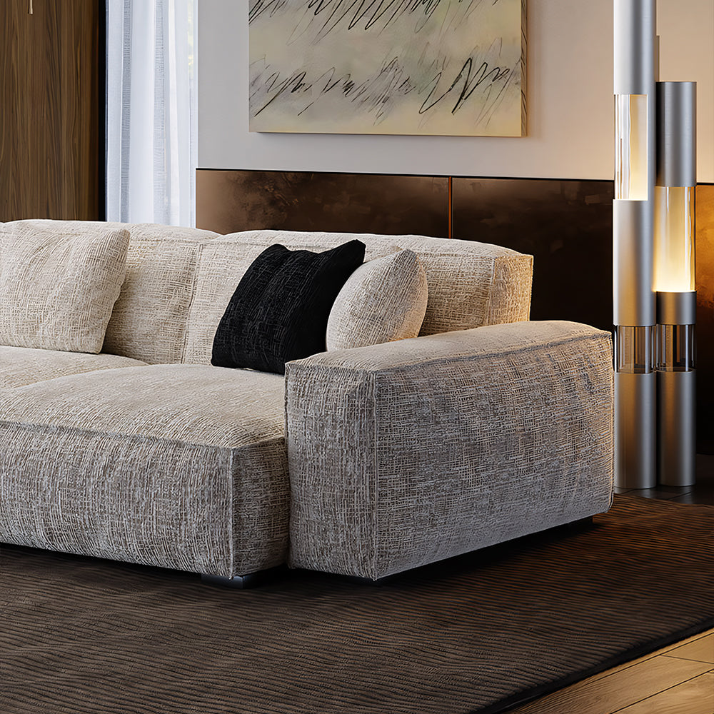 Modern Oversized Sectional Sofa with Deep Seat Chaise and Textured Upholstery