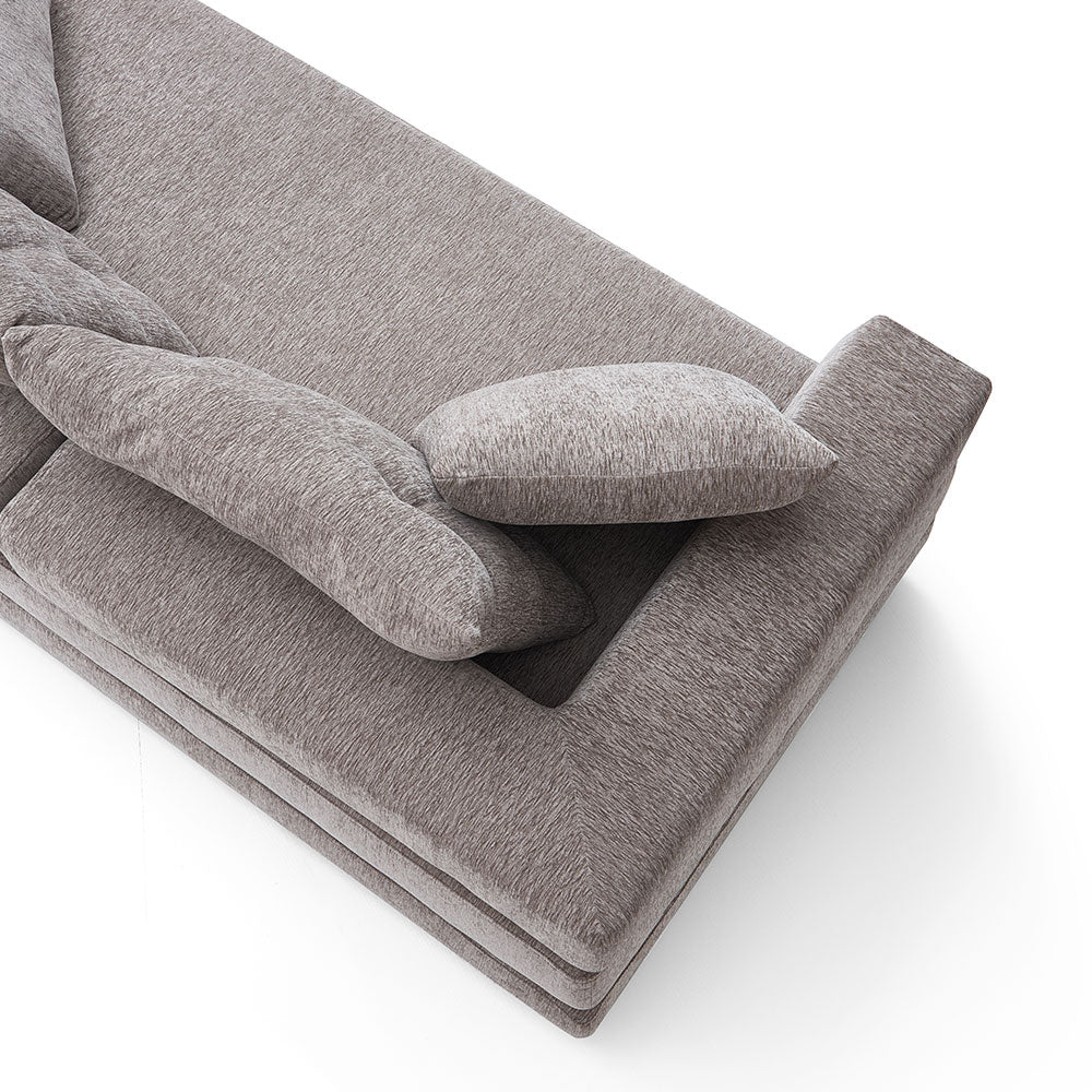 70''-78''Convertible Sofa Bed Tufted Cushion Armrest Foldable Design in Grey Fabric Upholstery
