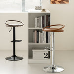 Load image into Gallery viewer, Modern Swivel Adjustable Bar Stool Set of 2 Brown Upholstered Seats Stainless Steel Base
