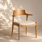Load image into Gallery viewer, Modern Solid Wood Dining Chair with Handwoven Paper Rope Seat and Sculptural Armrests 1 Piece
