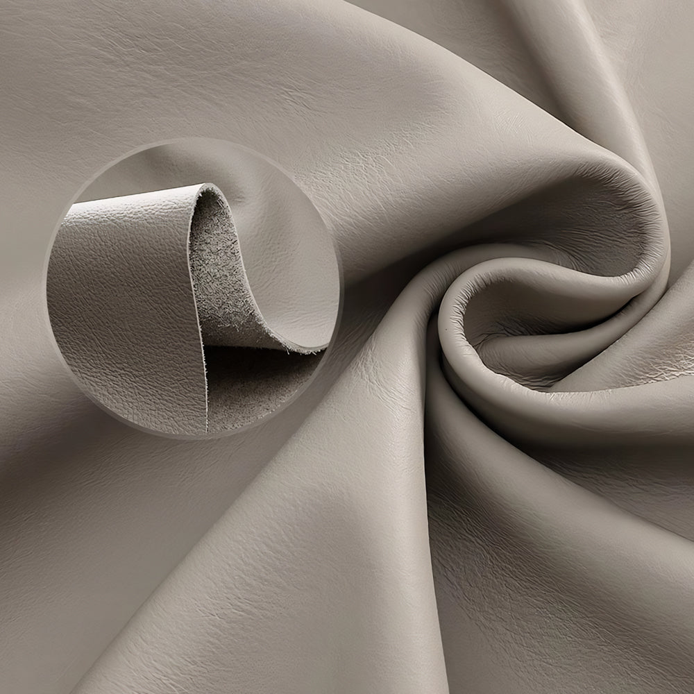 Modern Low-Profile Leather Sofa with Integrated Side Shelf