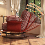 Load image into Gallery viewer, Modern Rocking Lounge Chair Striped Upholstery Accent Chair Curved Armrest Relax Chair
