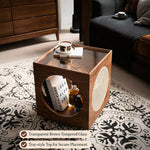 Load image into Gallery viewer, Modern Rattan Nightstand Rolling Side Table Solid Wood Mobile Bedside Cabinet with Storage
