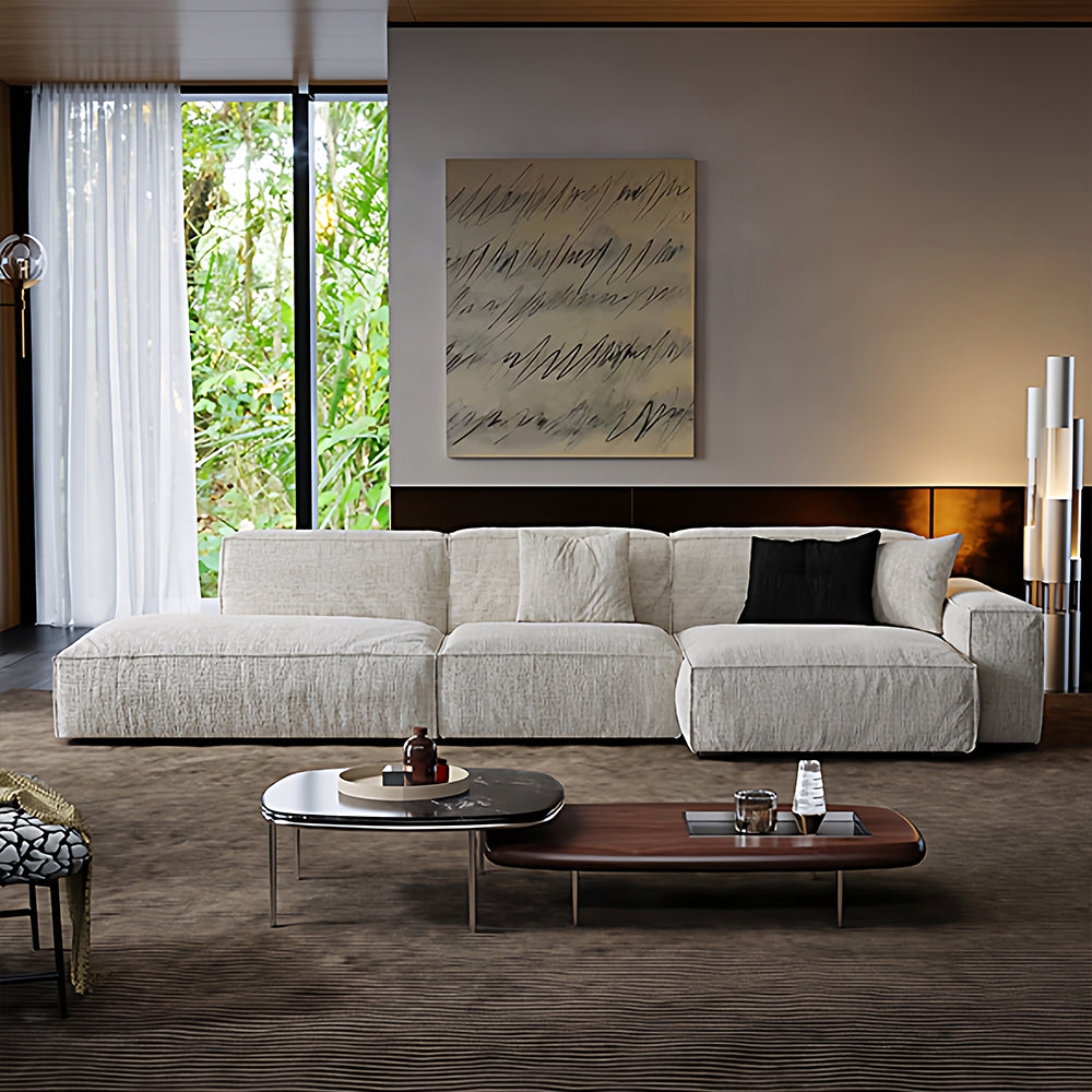 Modern Oversized Sectional Sofa with Deep Seat Chaise and Textured Upholstery