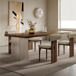 Load image into Gallery viewer, 54.6&#39;&#39;Dining Table Set with Boucle Chairs, Artistic Base, Space-Saving Design
