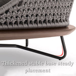 Load image into Gallery viewer, Modern Outdoor Lounge Chair with Handwoven Rope Backrest and Solid Wood Base
