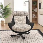 Load image into Gallery viewer, Printed Swivel Lounge Chair with Black Faux Leather Shell
