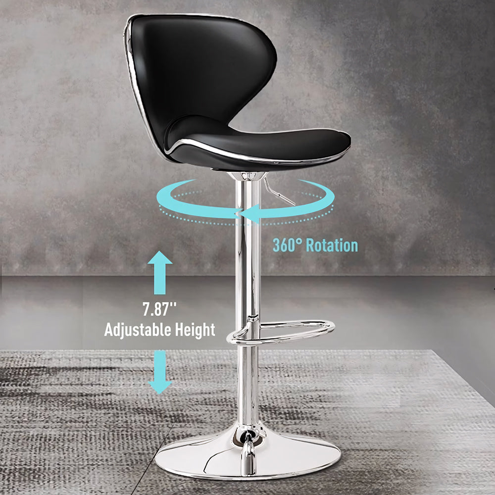 Modern Adjustable Swivel Bar Stool Upholstered Faux Leather Seat Height Adjustable 1 Piece