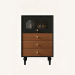 Load image into Gallery viewer, Modern Walnut Nightstand with Mirrored Drawer Mid Century Bedside Table
