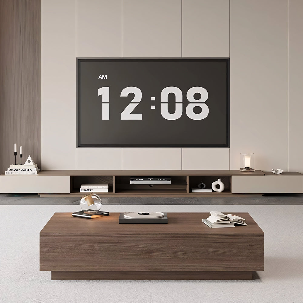 Modern Low-Profile Extendable TV Cabinet with Sliding Storage