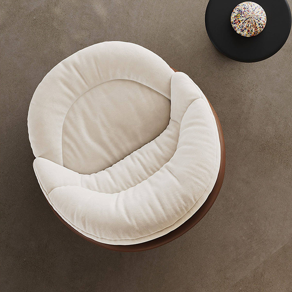 Cream Rocking Lounge Chair with Brown Wraparound Shell