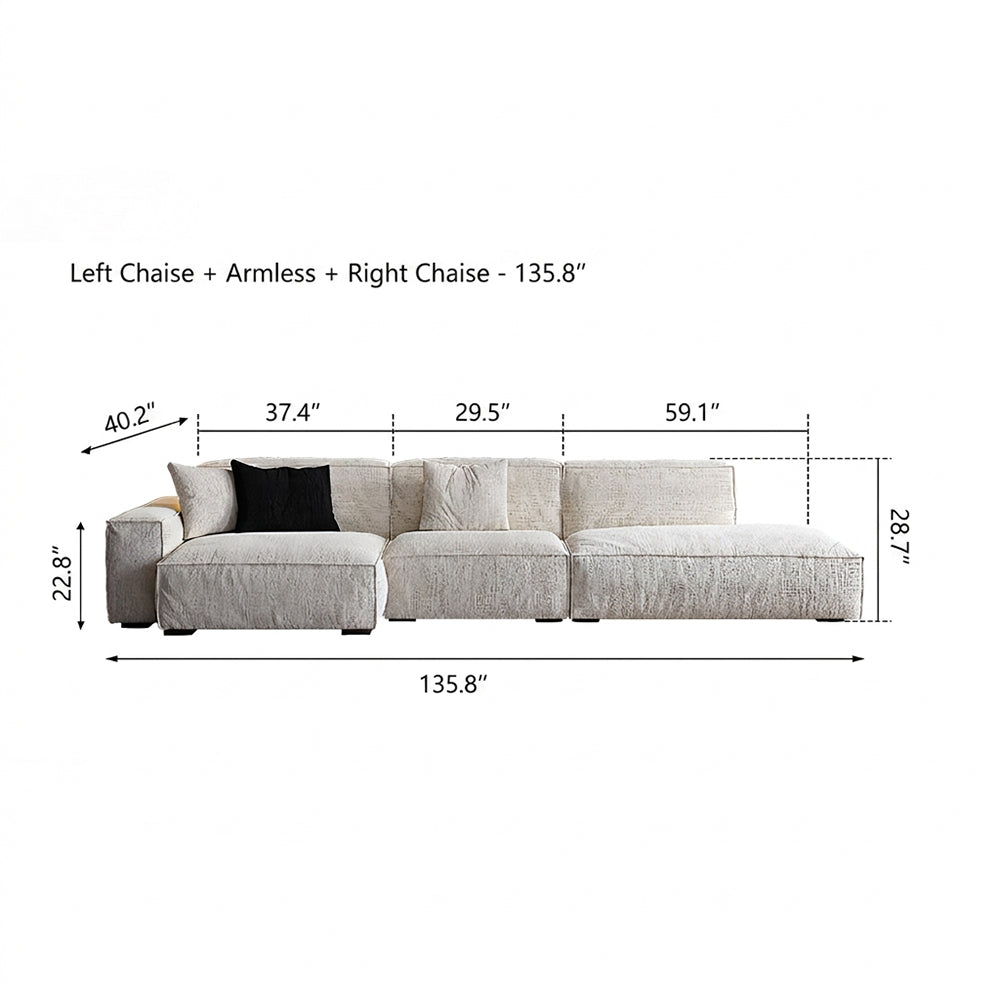 Modern Oversized Sectional Sofa with Deep Seat Chaise and Textured Upholstery