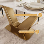 Load image into Gallery viewer, Square Dining Table with Gold V-shaped Base and Exquisite Marble-Look Surface for 4-6 People
