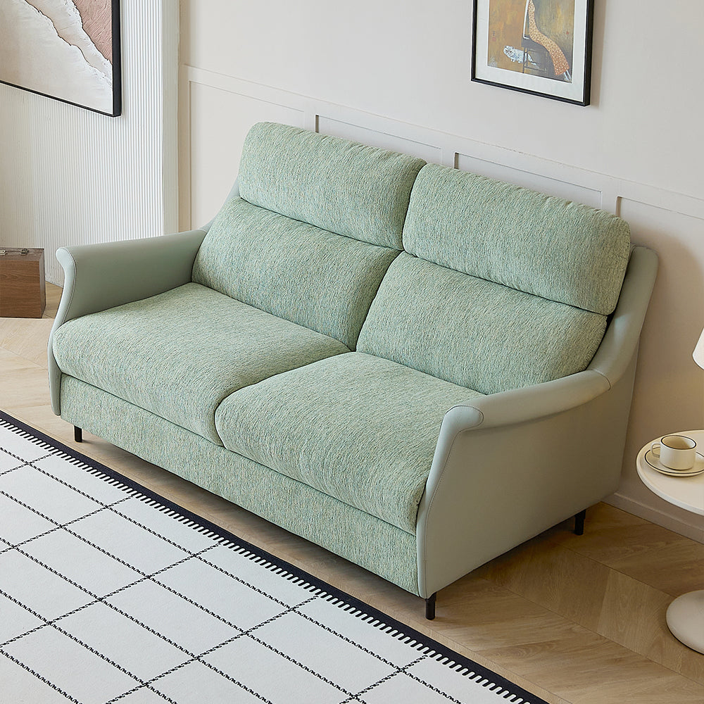 66.9'' Modern Fabric Pull Out Sofa Bed with Mattress Convertible Sleeper Couch with Metal Frame Upholstered Loveseat
