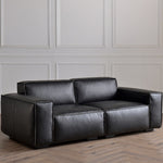 Load image into Gallery viewer, Modern Leather Sofa Boxy Low-Profile Design with Wide Arms
