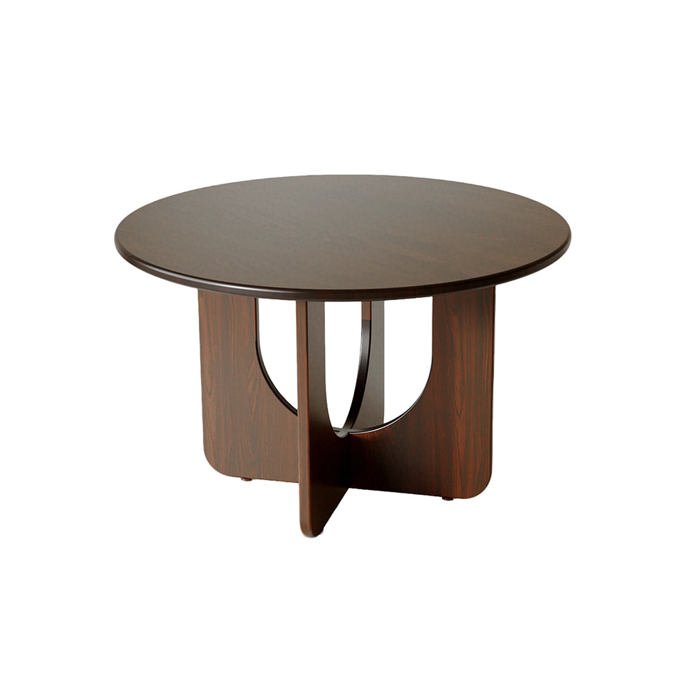 46.8'' Walnut Finish Round Dining Table with Curved Base Modern Minimalist Style