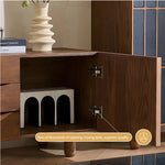 Load image into Gallery viewer, 70.87&quot; Mid-Century Fluted TV Console Natural Red Oak Vintage Style Ample Storage

