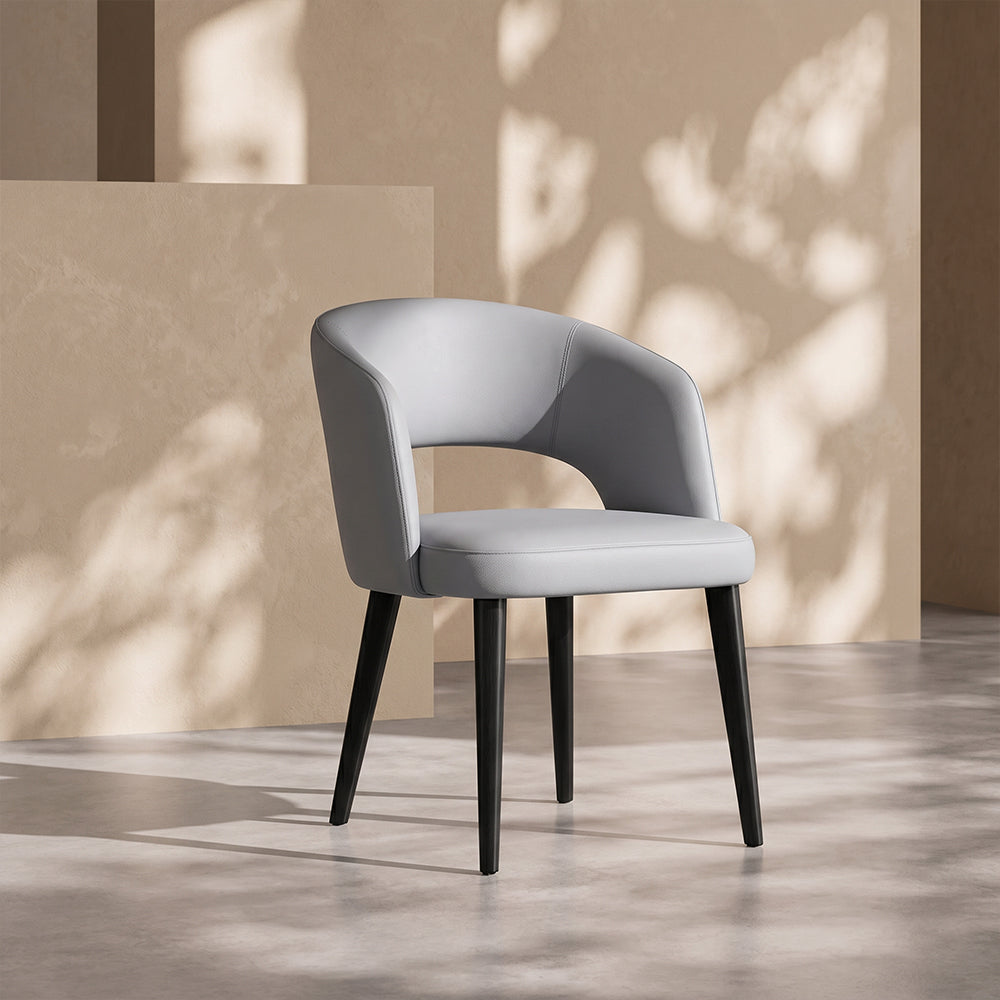 Modern Hollow Back Grey Faux Leather Padded Seat Contemporary Dining Chair 1 Piece