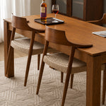 Load image into Gallery viewer, Modern Solid Wood Dining Chair with Handwoven Paper Rope Seat and Sculptural Armrests 1 Piece
