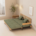Load image into Gallery viewer, Modern Minimalist Daybed with Wood Frame and Soft Green Upholstery
