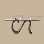 Load image into Gallery viewer, Creative S-shaped Walnut Base Round Dining Table with Marble Effect Surface
