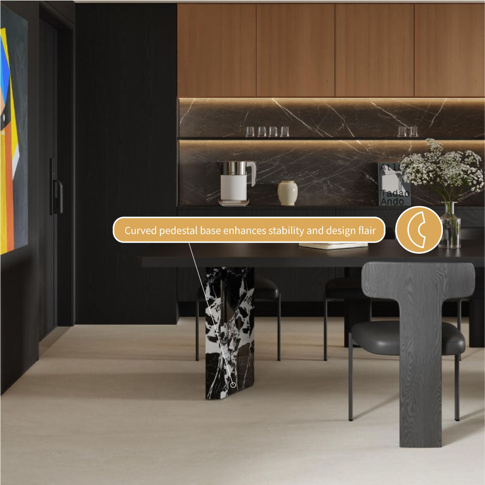 54.6"/62.4" Modern Italian Dining Table Set – Black Marble Base & Minimalist Luxury Design