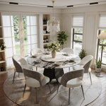 Load image into Gallery viewer, Modern Round Dining Table with Rotating Lazy Susan and Black Pedestal Base

