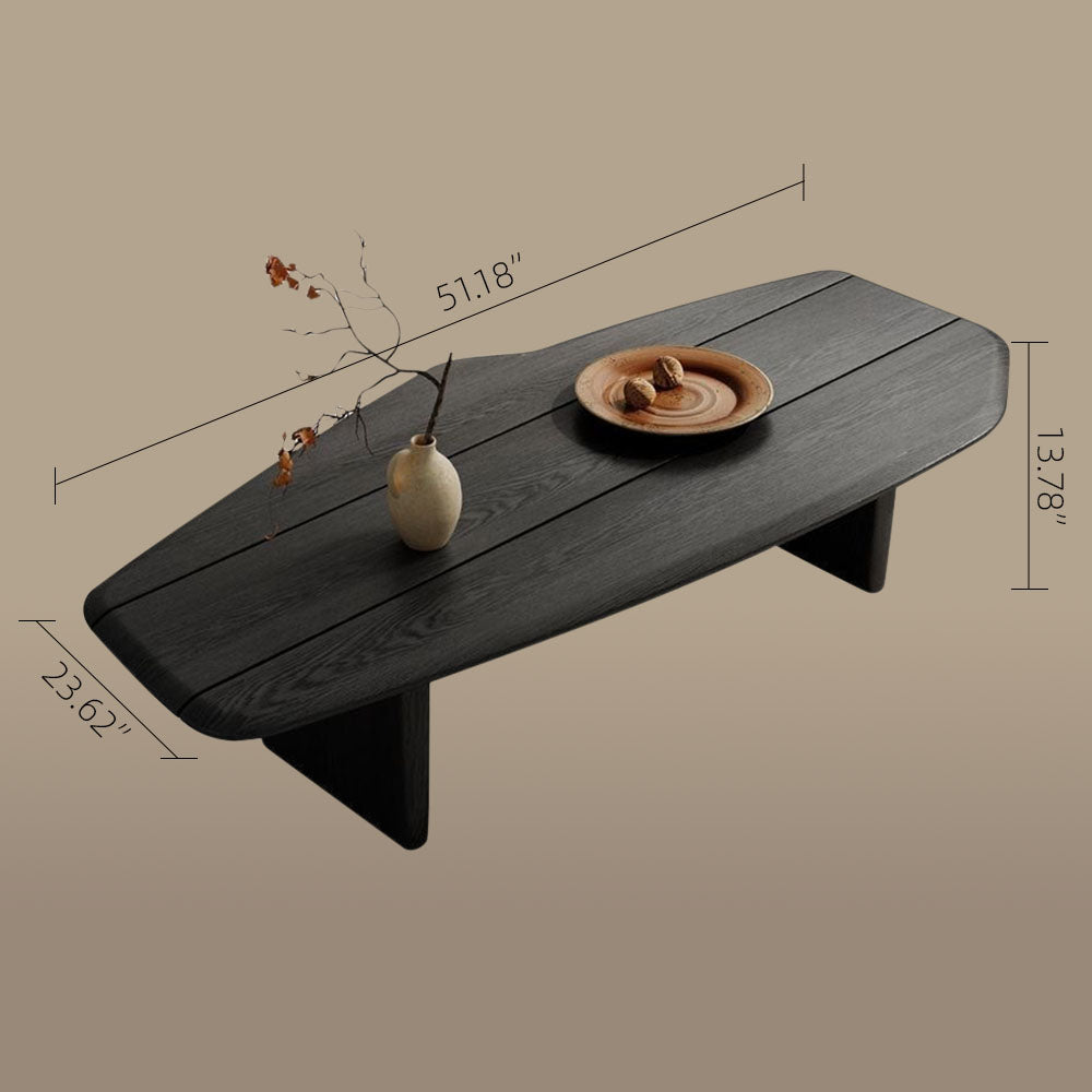 51.1'' Modern Black Irregular-Shaped Coffee Table