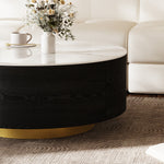 Load image into Gallery viewer, 33.15″ Round Coffee Table with Black Base Modern Minimalist Design Durable and Elegant for Living Room
